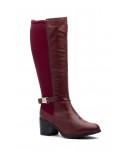 Botas Mujer Piel Burdeos Elástico Hebilla Tacón 90683 74,95 €