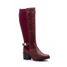 Botas Mujer Piel Burdeos Elástico Hebilla Tacón 90683 74,95 €