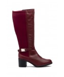 Botas Mujer Piel Burdeos Elástico Hebilla Tacón 90683 74,95 €