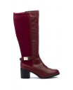 Botas Mujer Piel Burdeos Elástico Hebilla Tacón 90683 74,95 €