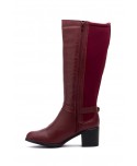 Botas Mujer Piel Burdeos Elástico Hebilla Tacón 90683 74,95 €