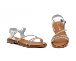 Sandlias Mujer Piel Plata 11621