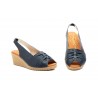 Sandalias Mujer Piel Marino Cuña Elástico Duendy 3824