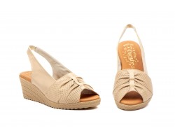 Sandalias Mujer Piel Beige Cuña Elástico Duendy 3824 44,95 €