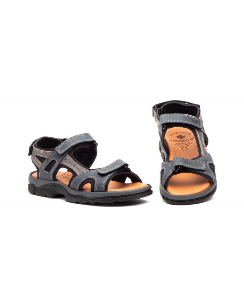 Sandalias Hombre Piel Keloil Marino Gris Morxiva MX-704149,95 €