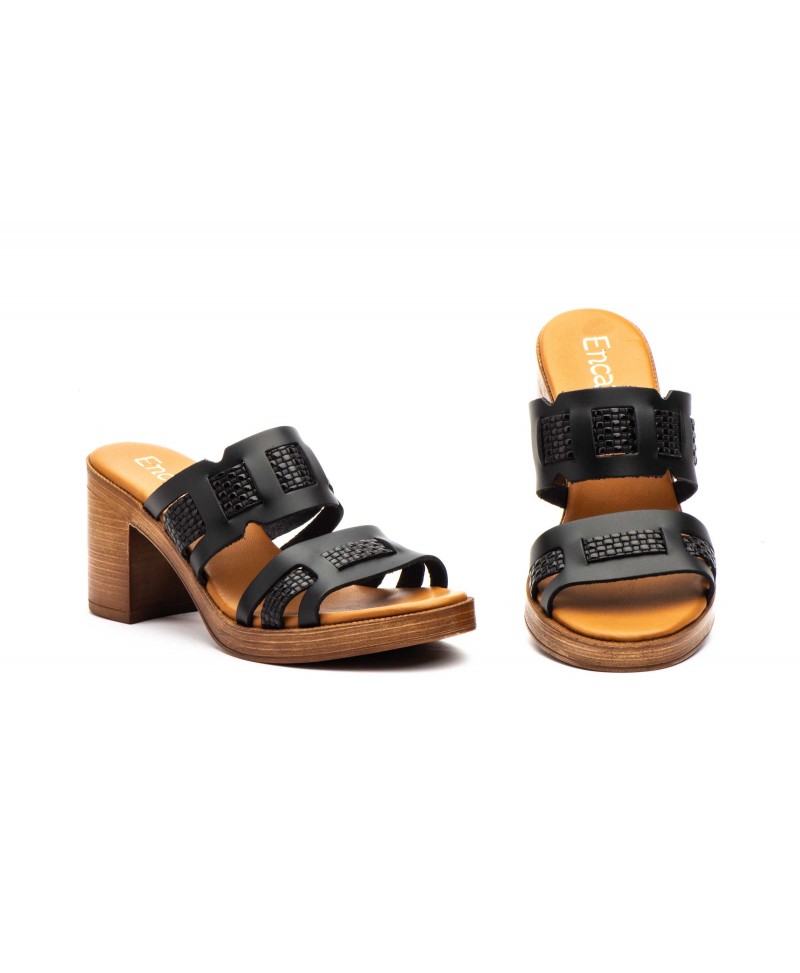 Sandalias Mujer Piel Negro Tacón 6745849,95 €