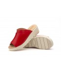 Zuecos Sandalias Mujer PIel Rojo Cuña JAM 131