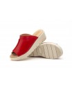 Zuecos Sandalias Mujer PIel Rojo Cuña JAM 131