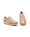 Deportivos Mujer Piel Nude Cordones Elásticos Cuña JAM 95567