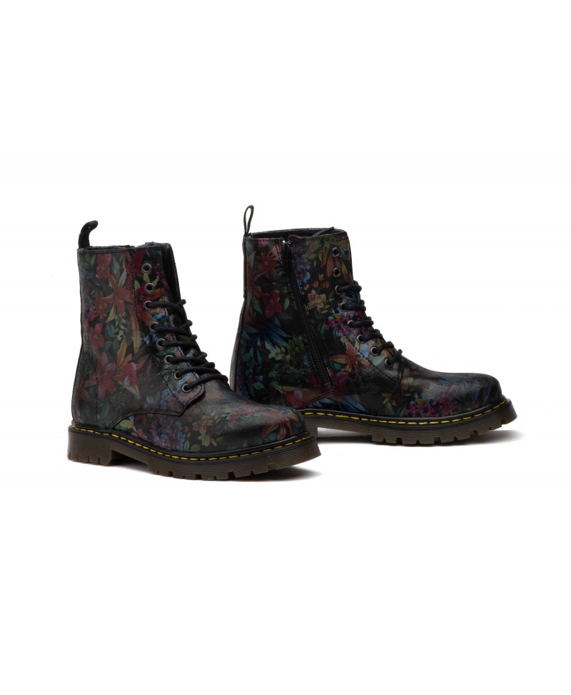 Bota Mujer Piel Flores Negro R83-M102 64,95 €