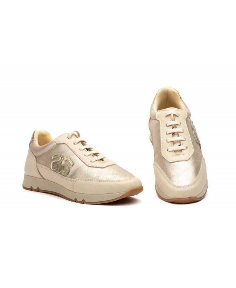 Deportivos Mujer Piel Platino BeigeMetal 3444 54,95 €