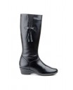 Women's Black Leather Boots with Wedge Heel, Zipper, Tassels, and Elastic Panels 101474,95 €