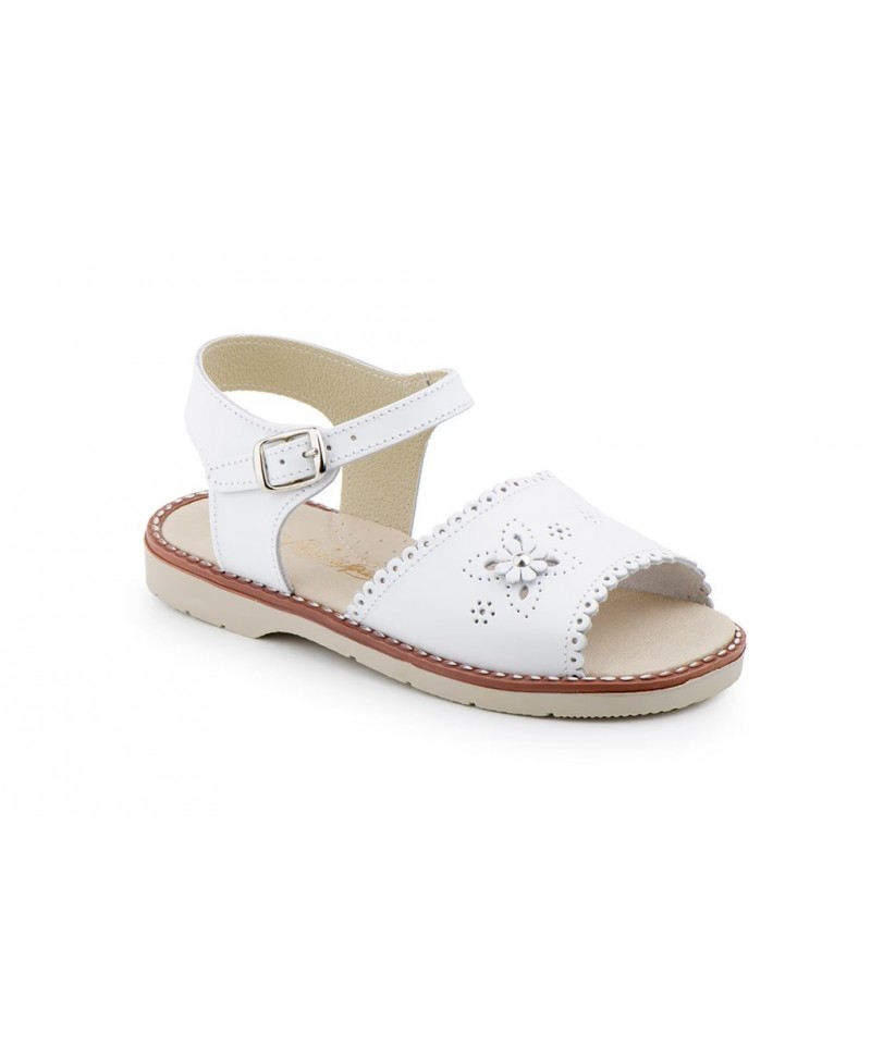Sandalias Niña Piel Blanco Hebilla Flor 1248 44,95 €