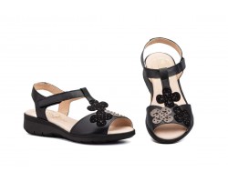 Sandalias Mujer Piel Negro Cuña 2422 44,95 €