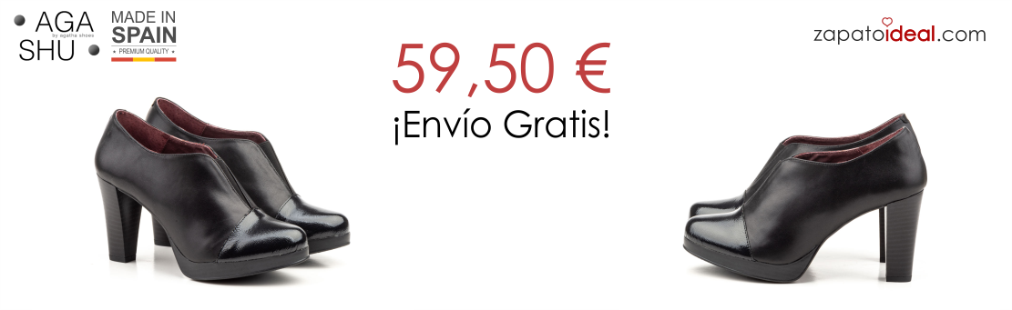 Zapatos Mujer Piel Seta Negro Tacón