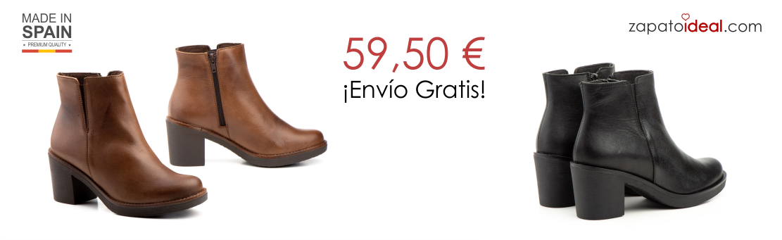 Botin Mujer Piel Negro Marrón